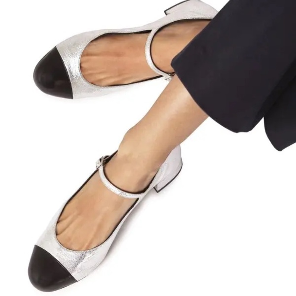 Augusta Lola Mary Jane Shoes Silver Black Size 42 US 11